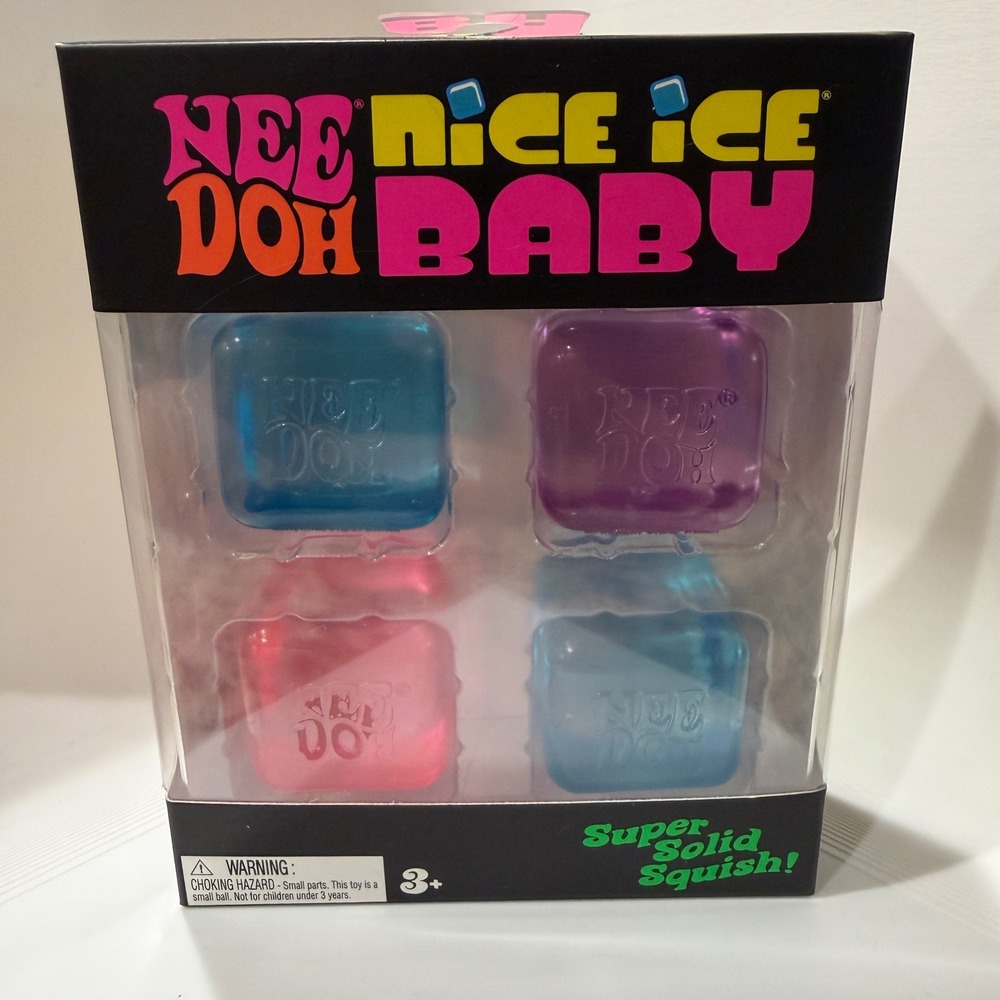 Schylling NeeDoh Nice Ice Baby Stress Toy Fidget Cubes 4-Pack Multi-Color